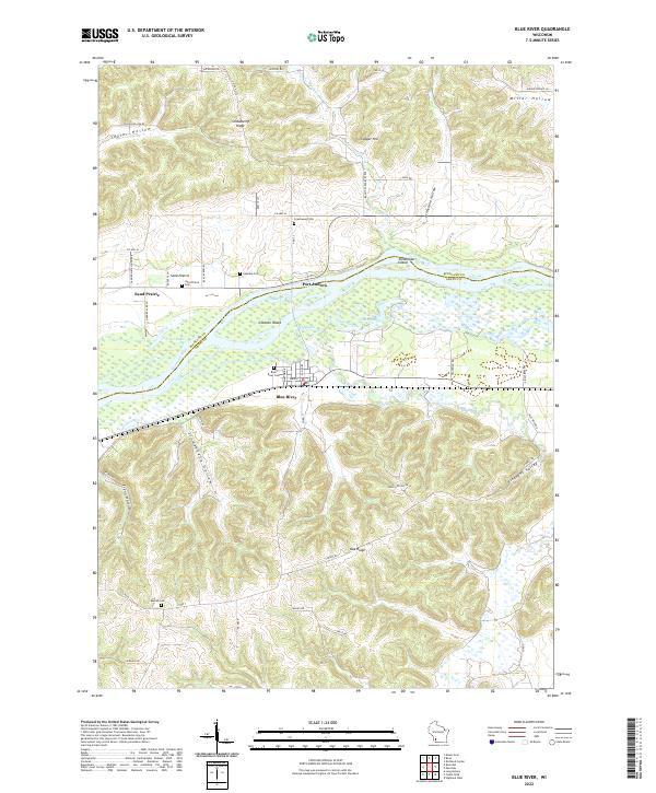 US Topo 7.5-minute map for Blue River WI