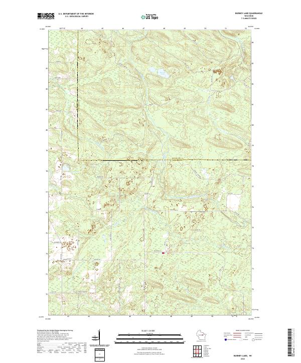 US Topo 7.5-minute map for Burney Lake WI