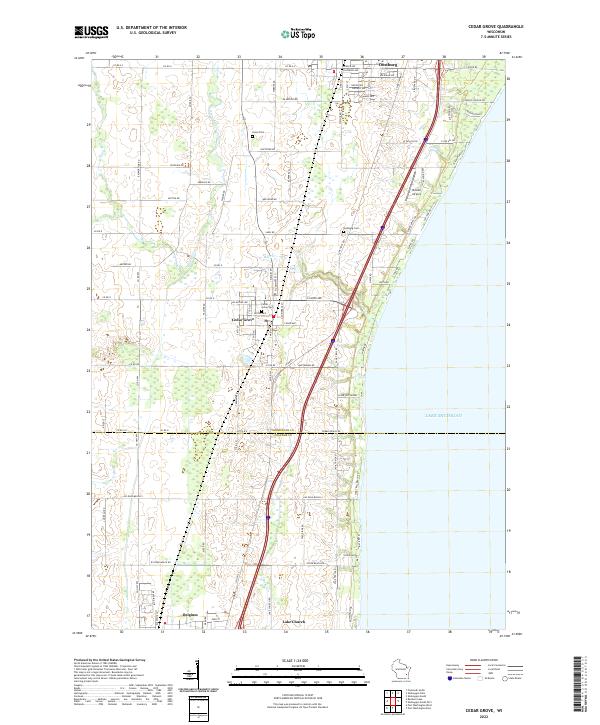 US Topo 7.5-minute map for Cedar Grove WI