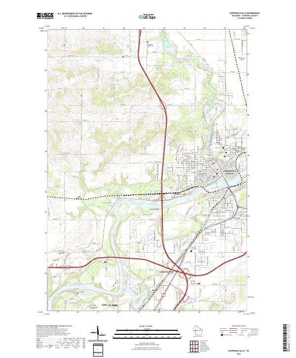 US Topo 7.5-minute map for Chippewa Falls WI