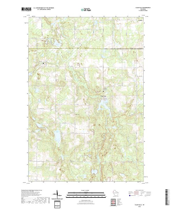 US Topo 7.5-minute map for Clam Falls WI