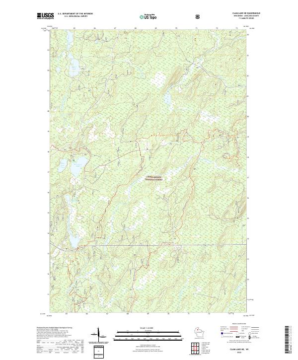 US Topo 7.5-minute map for Clam Lake NE WI