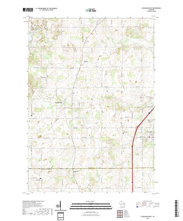 US Topo 7.5-minute map for Cleveland West WI