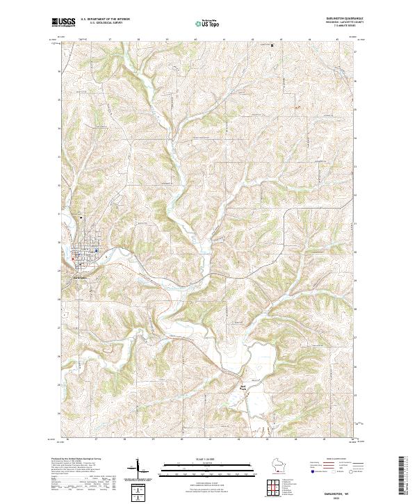 US Topo 7.5-minute map for Darlington WI