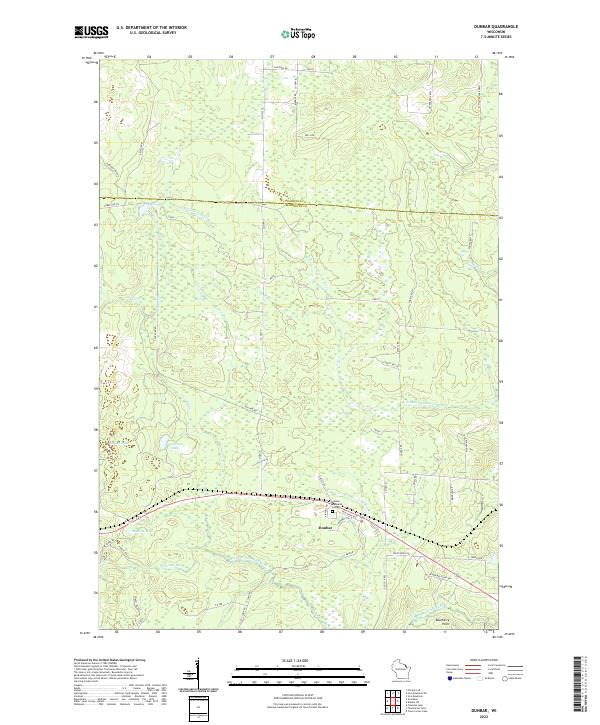 US Topo 7.5-minute map for Dunbar WI