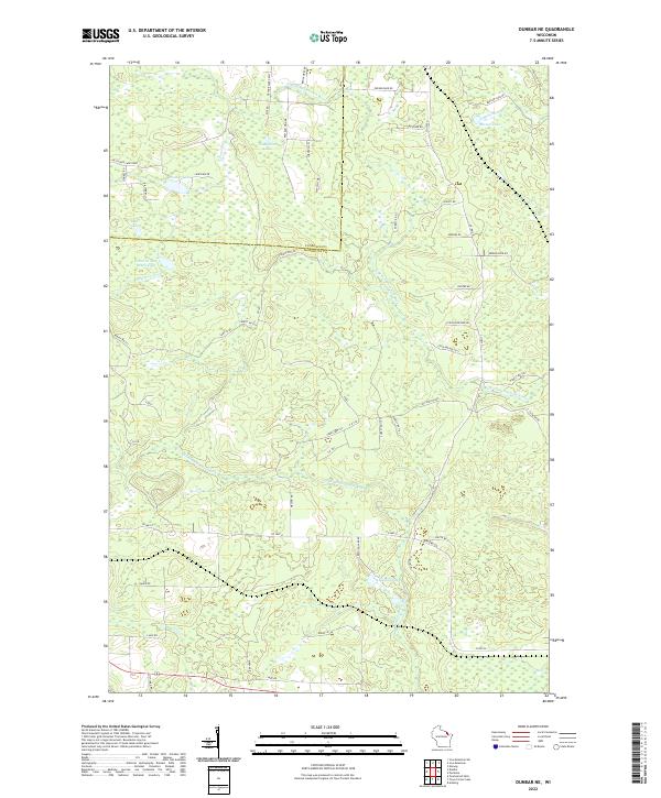 US Topo 7.5-minute map for Dunbar NE WI