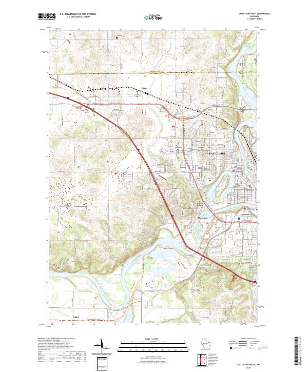 US Topo 7.5-minute map for Eau Claire West WI