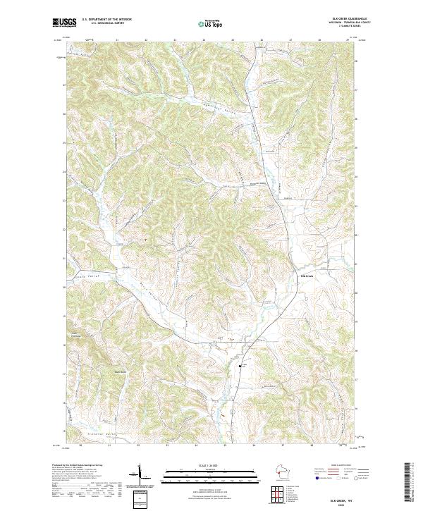 US Topo 7.5-minute map for Elk Creek WI