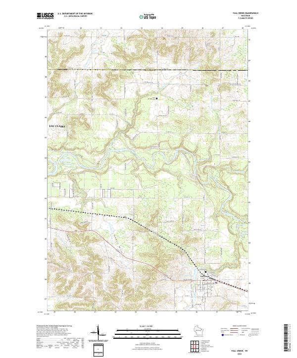 US Topo 7.5-minute map for Fall Creek WI