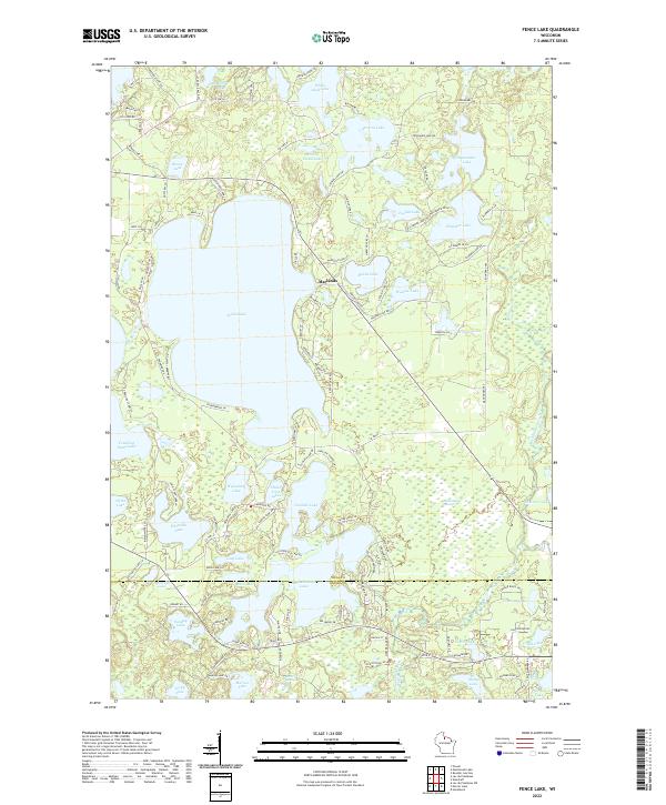 US Topo 7.5-minute map for Fence Lake WI