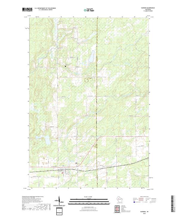 US Topo 7.5-minute map for Hawkins WI