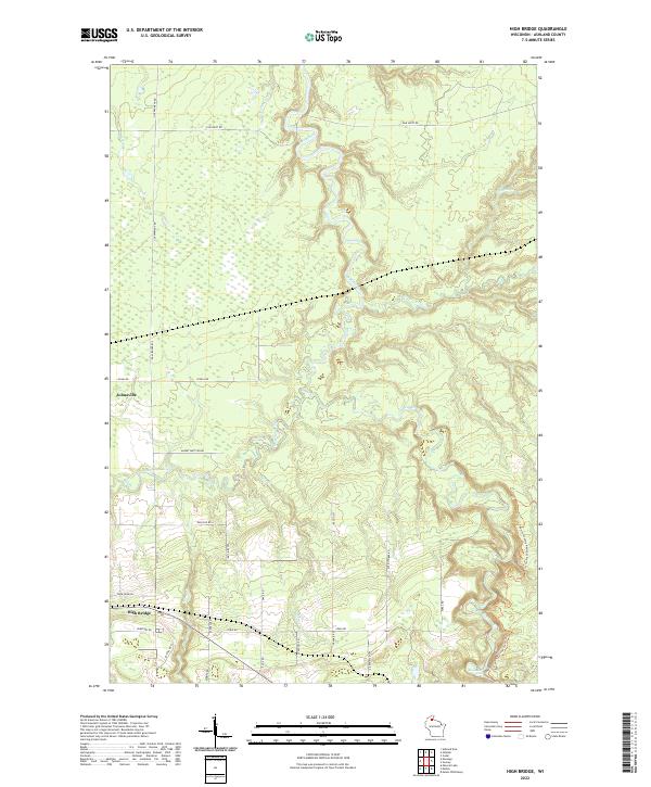 US Topo 7.5-minute map for High Bridge WI