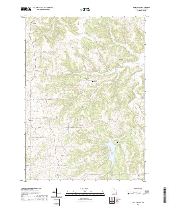 US Topo 7.5-minute map for Highland East WI