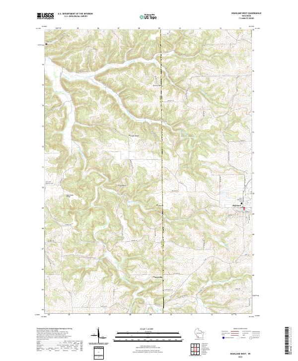 US Topo 7.5-minute map for Highland West WI