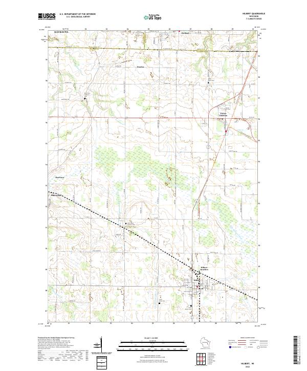 US Topo 7.5-minute map for Hilbert WI