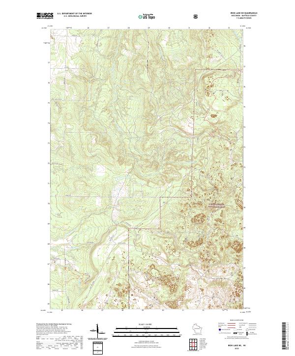 US Topo 7.5-minute map for Iron Lake NE WI