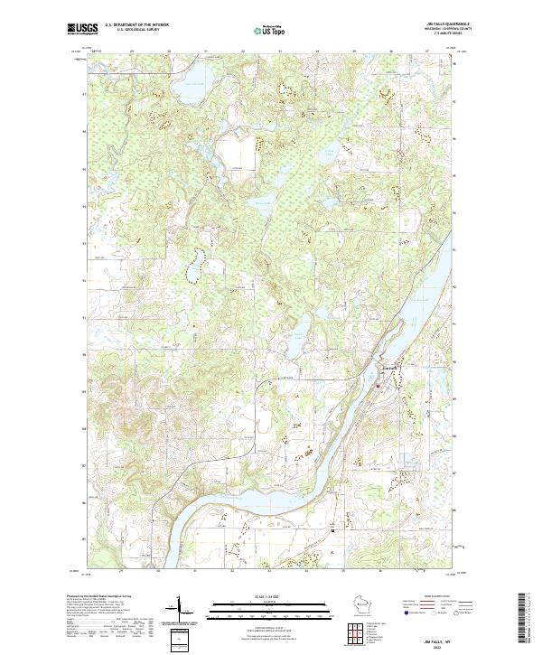 US Topo 7.5-minute map for Jim Falls WI