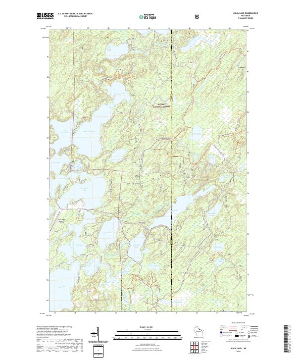 US Topo 7.5-minute map for Julia Lake WI