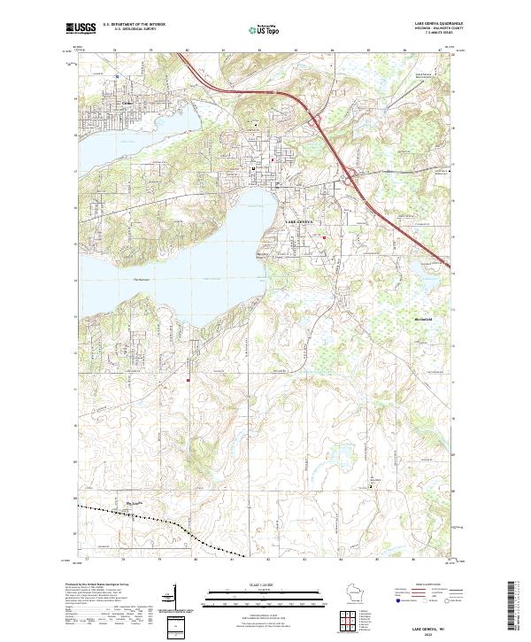 US Topo 7.5-minute map for Lake Geneva WI