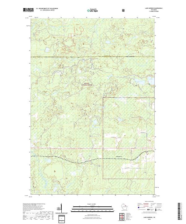 US Topo 7.5-minute map for Lake Gordon WI