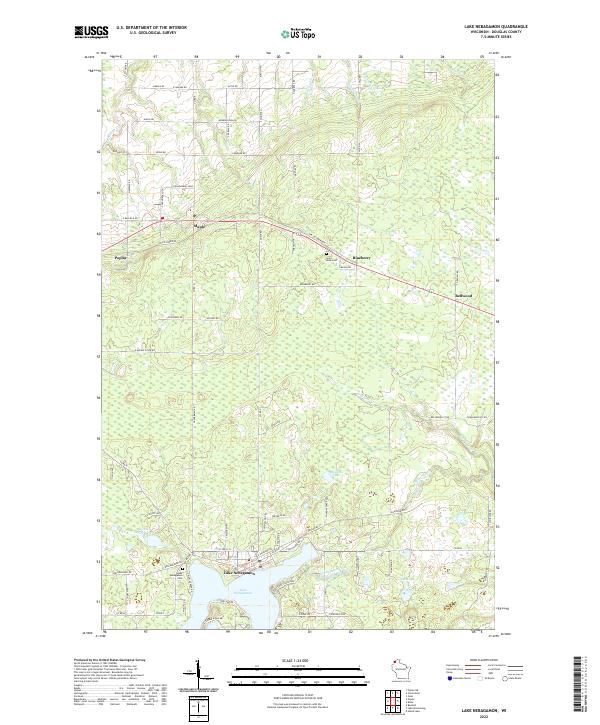 US Topo 7.5-minute map for Lake Nebagamon WI