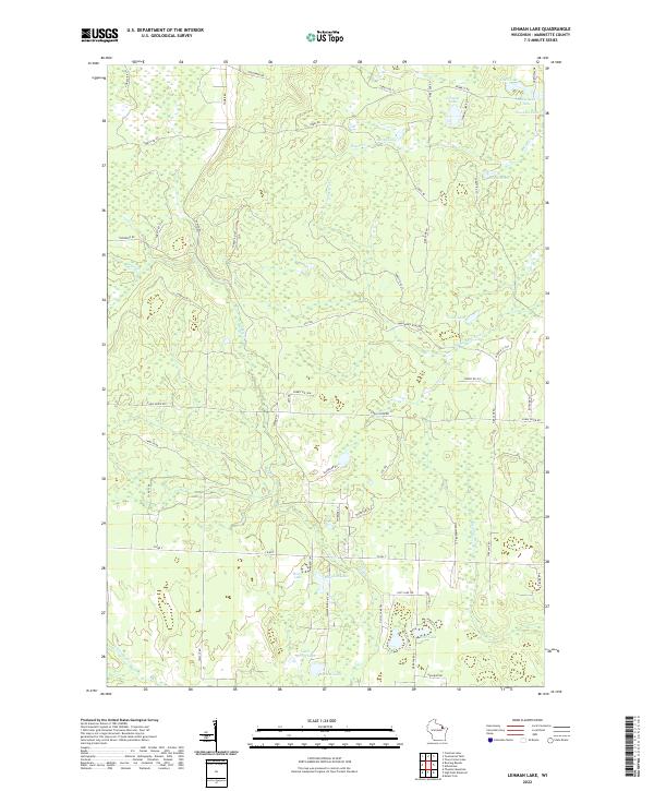 US Topo 7.5-minute map for Lehman Lake WI