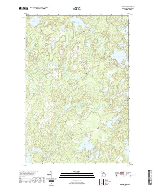 US Topo 7.5-minute map for Mercer Lake WI