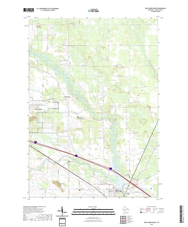 US Topo 7.5-minute map for New Lisbon North WI