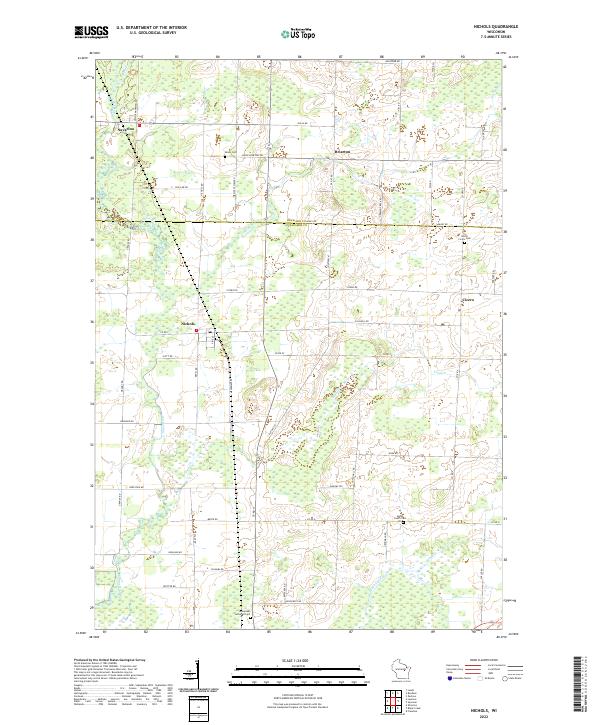 US Topo 7.5-minute map for Nichols WI