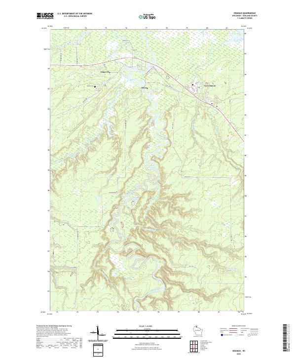 US Topo 7.5-minute map for Odanah WI