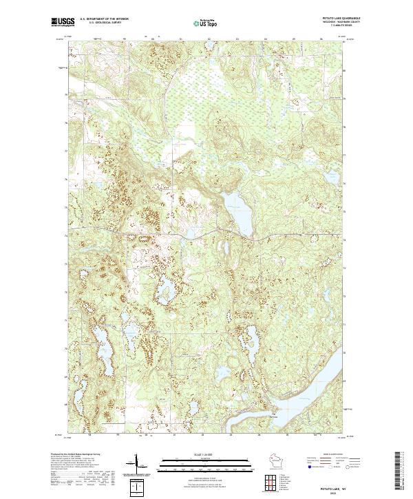 US Topo 7.5-minute map for Potato Lake WI