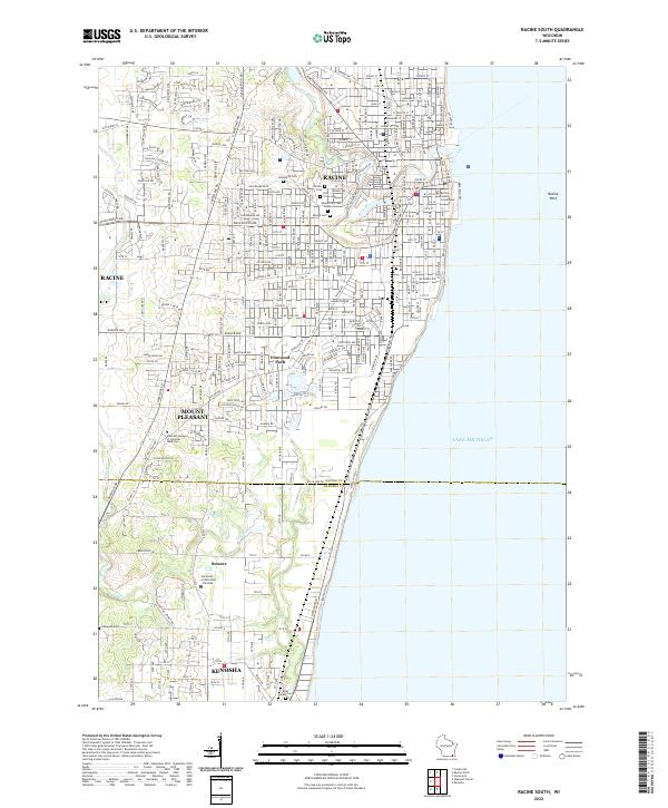 US Topo 7.5-minute map for Racine South WI