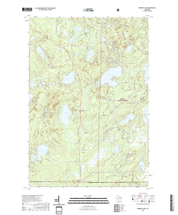 US Topo 7.5-minute map for Roberts Lake WI