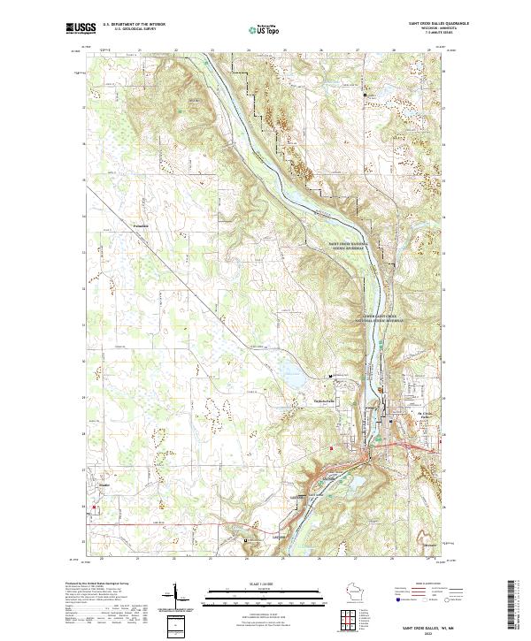 US Topo 7.5-minute map for Saint Croix Dalles WIMN