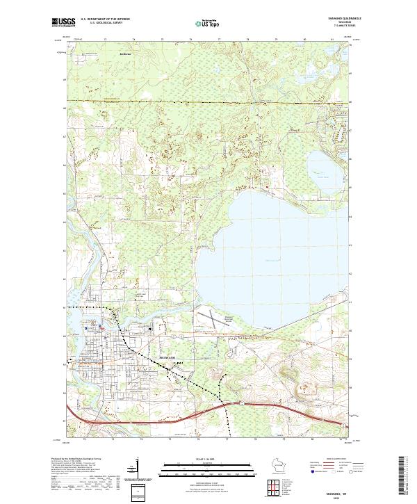 US Topo 7.5-minute map for Shawano WI