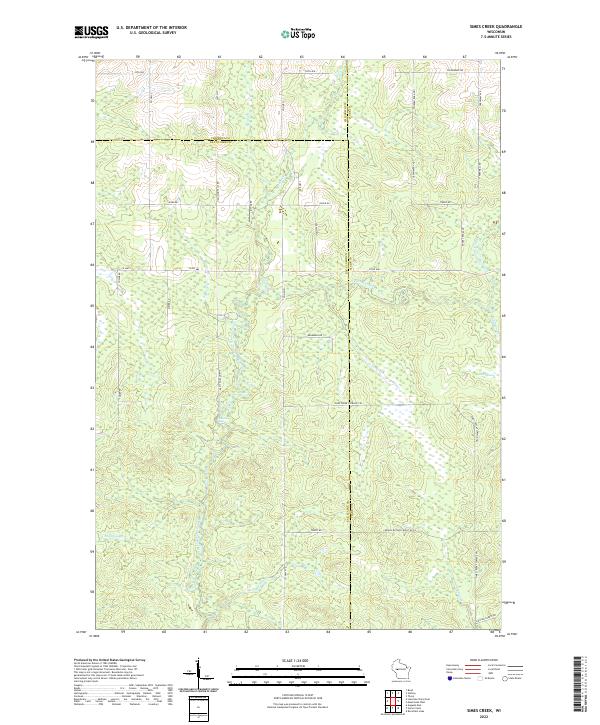 US Topo 7.5-minute map for Simes Creek WI