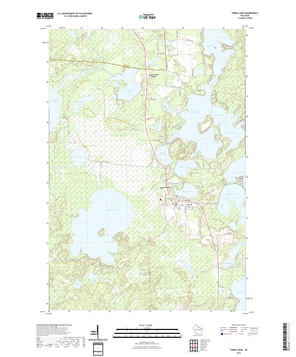 US Topo 7.5-minute map for Three Lakes WI