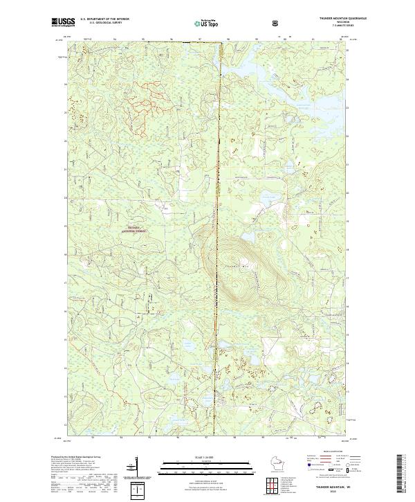 US Topo 7.5-minute map for Thunder Mountain WI