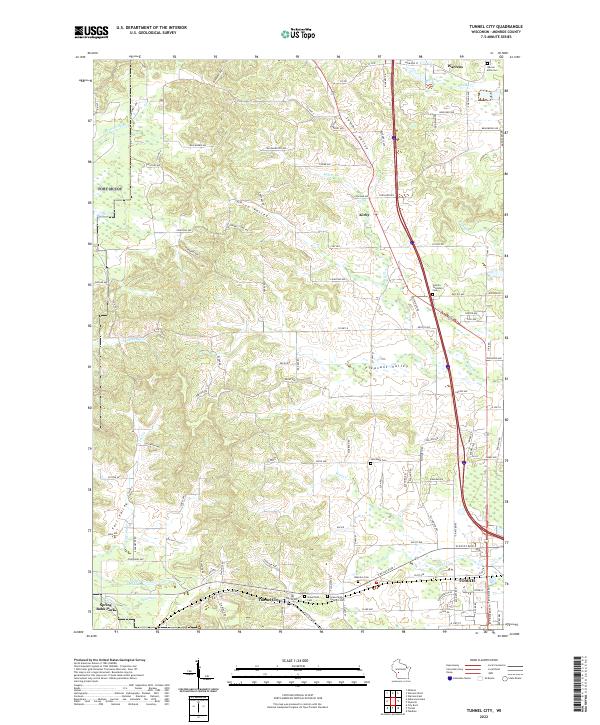 US Topo 7.5-minute map for Tunnel City WI