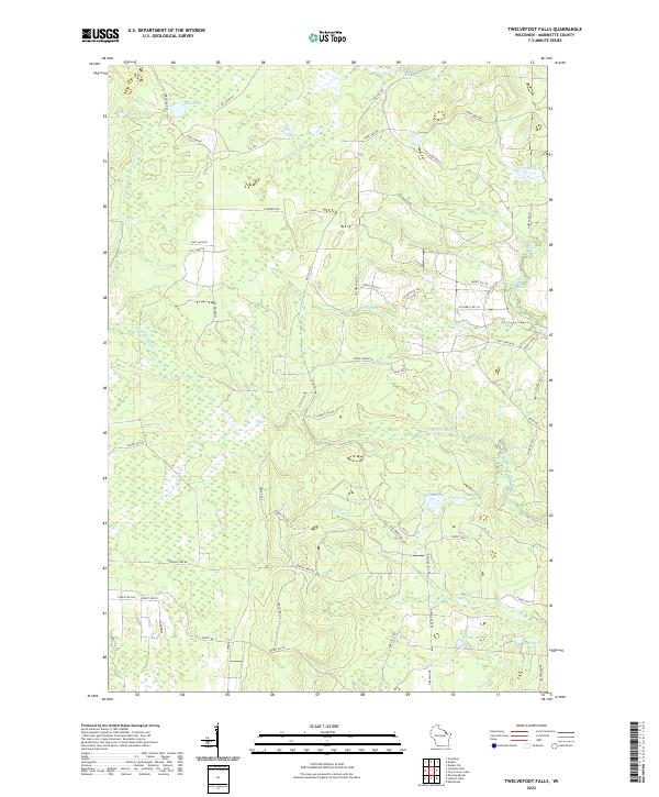 US Topo 7.5-minute map for Twelvefoot Falls WI