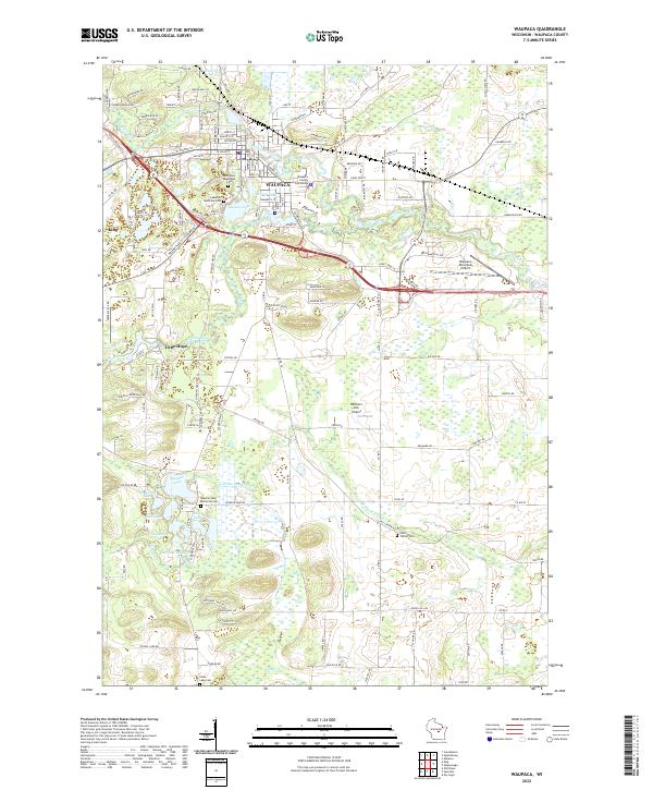 US Topo 7.5-minute map for Waupaca WI