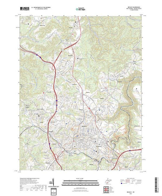 US Topo 7.5-minute map for Beckley WV – American Map Store