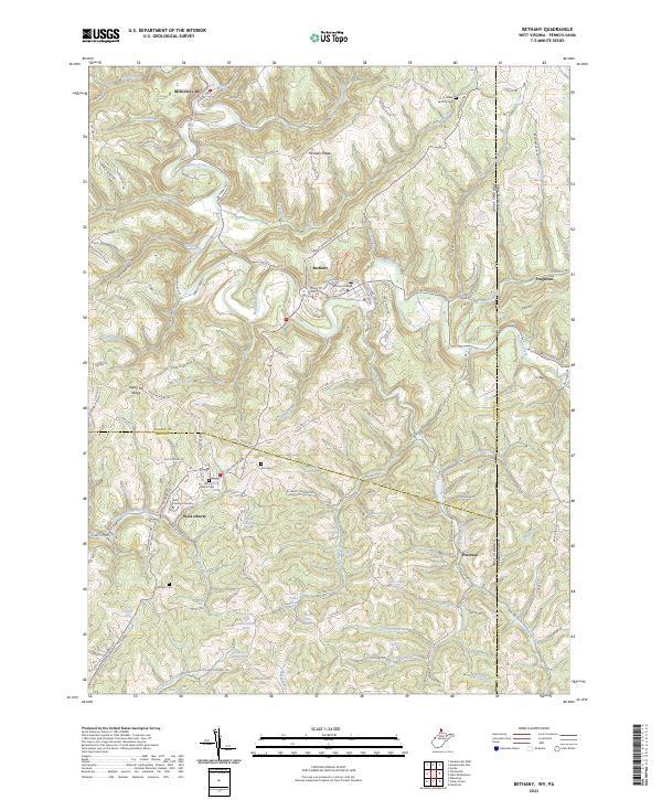 US Topo 7.5-minute map for Bethany WVPA