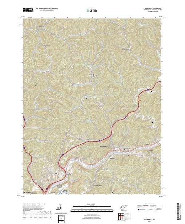 US Topo 7.5-minute map for Big Chimney WV