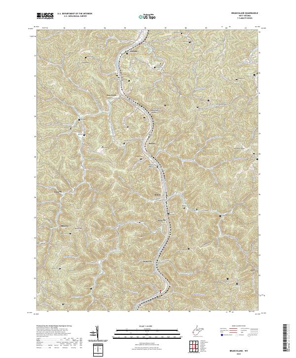 US Topo 7.5-minute map for Branchland WV