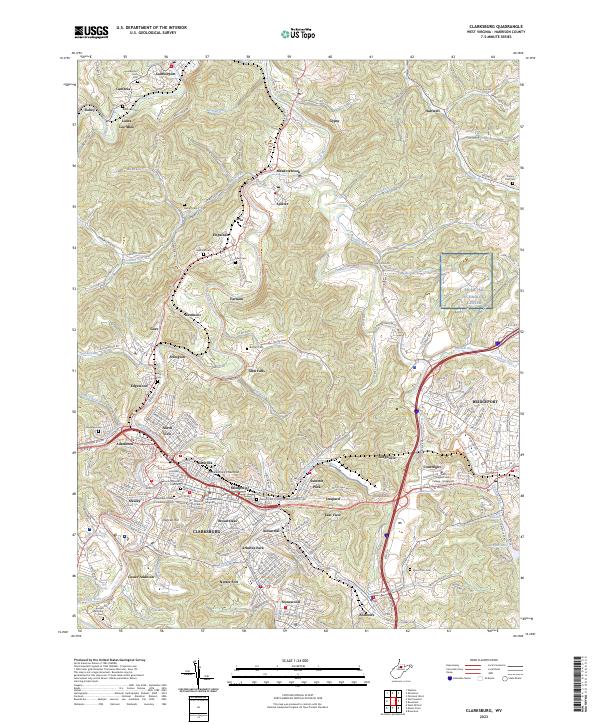 US Topo 7.5-minute map for Clarksburg WV