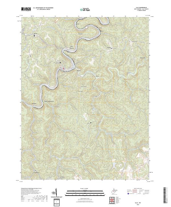 US Topo 7.5-minute map for Clay WV