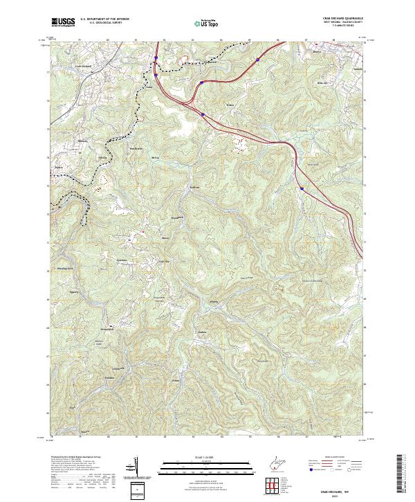 US Topo 7.5-minute map for Crab Orchard WV