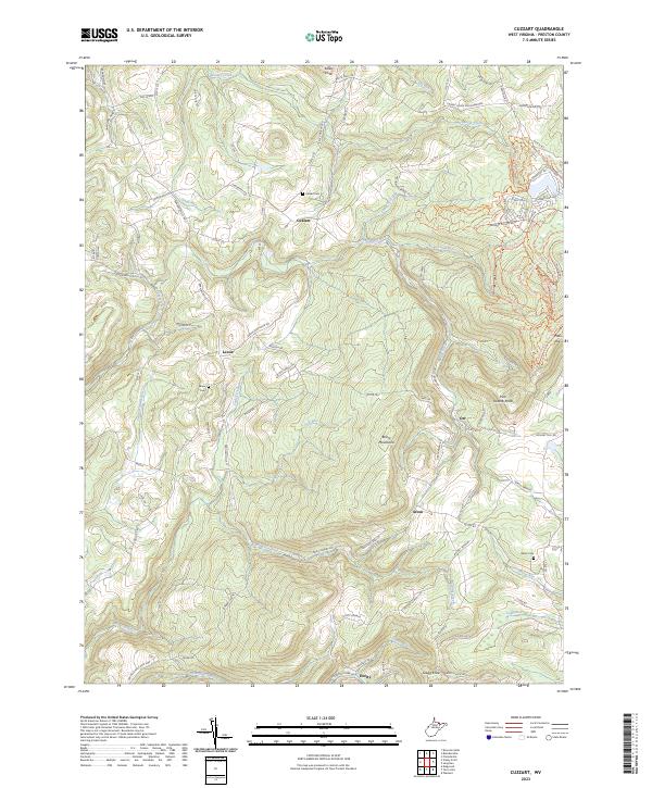 US Topo 7.5-minute map for Cuzzart WV