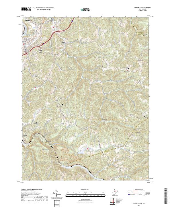 US Topo 7.5-minute map for Fairmont East WV